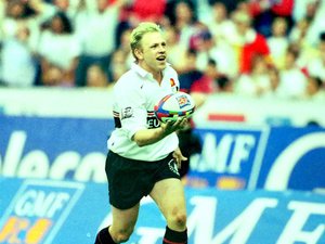 Finale de Top 14 - Lee Stensness (Toulouse) après son essai, une course solitaire de 40 mètres après un contre face à Clermont