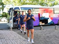 Yoann Huget à la descente du bus