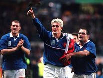 La joie des français lors de France / Nouvelle Zelande en 1/2 Finale Coupe du Monde 1999.