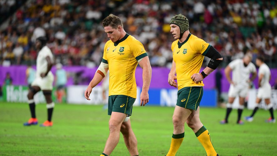 Michael Hooper et David Pocock (Australie) face à l'Angleterre