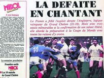 La « Une » du 18 mars 1991 à Twickenham, contre l’angleterre, le XV de France perd de peu (21-19) la « finale » du Tournoi et un grand chelem mais marque un essai d’anthologie. Midi Olympique vécut ce revers avec le sourire. Souvenirs.