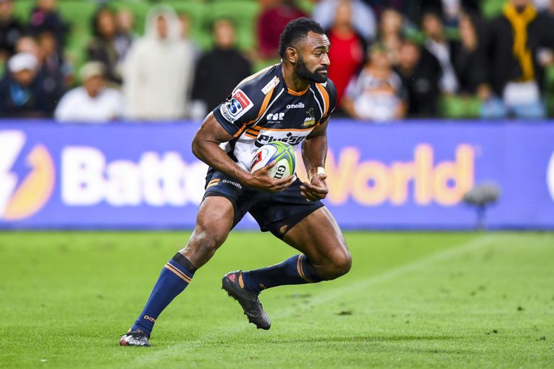 8th March 2019, AAMI Park, Melbourne, Australia; Super Rugby, Rebels versus Brumbies; Tevita Kuridrani of the Brumbies moves the ball out of defence .
Photo : Actionplus / Icon Sport