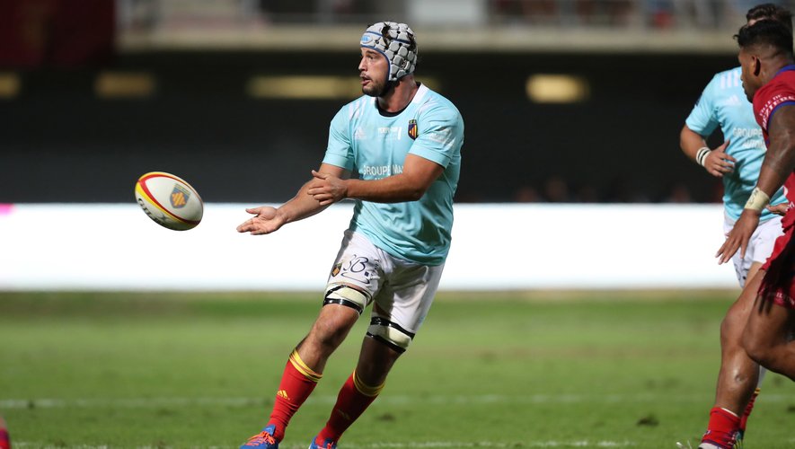 Karl Chateau of Perpignan during the Pro D2 match between Perpignan and Beziers on August 22, 2019 in Perpignan, France. (Photo by Manuel Blondeau/Icon Sport)
