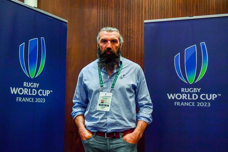 Sébastien Chabal lors de la conférence pour la Coupe du monde 2023 en France