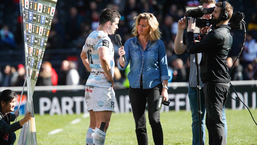 Brice DULIN of Racing and Astrid BARD Canal+ during the Top 14 match between Lyon Olympique Universitaire and Racing 92 on February 23, 2020 in Lyon, France. (Photo by Romain Biard/Icon Sport) - Brice DULIN - Astrid BARD - Lyon (France)