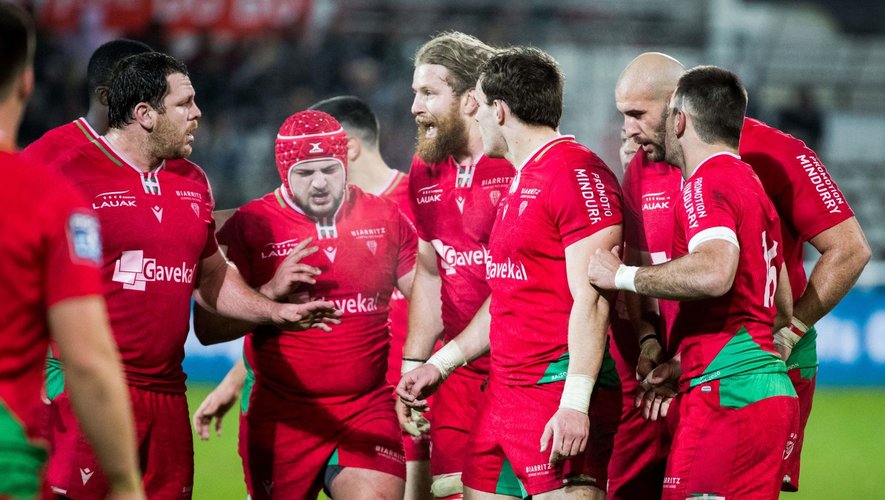 Team of Biarritz during the Pro D2 match between Biarritz and Perpignan on February 20, 2020 in Biarritz, France. (Photo by JF Sanchez/Icon Sport) - --- -  (France)