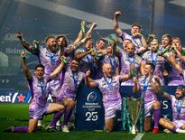 Les joueurs d'Exeter célèbrent leur victoire contre le Racing 92 en finale de Champions Cup