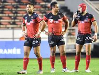 Isaia Toeava au centre, ici entouré de Ducan Paia’aua et Gabin Villière, deux jeunes talents de la ligne de trois-quarts toulonnaise. Photo Icon Sport