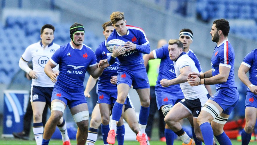 Matthieu JALIBERT of France and Charles OLLIVON of France and Gregory ALLDRITT of France during the Autumn Nations Cup match between Scotland and France at Murrayfield on November 22, 2020 in Edinburgh, Scotland. (Photo by Icon Sport/Icon Sport) - Edimbourg (Ecosse)