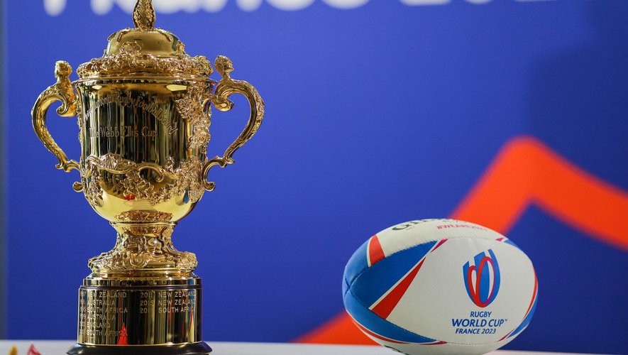 A photo shows The William Webb Ellis Cup, also called the Webb Ellis Trophy which is the award given to the winning team of the Rugby Union World Cup. During the press conference to present the paternity between Bordeaux Metropole and France2023 within the framework of the Rugby World Cup 2023. December 11, 2020 in Bordeaux. Photo by Thibaud Moritz/ABACAPRESS.COM 

Photo by Icon Sport