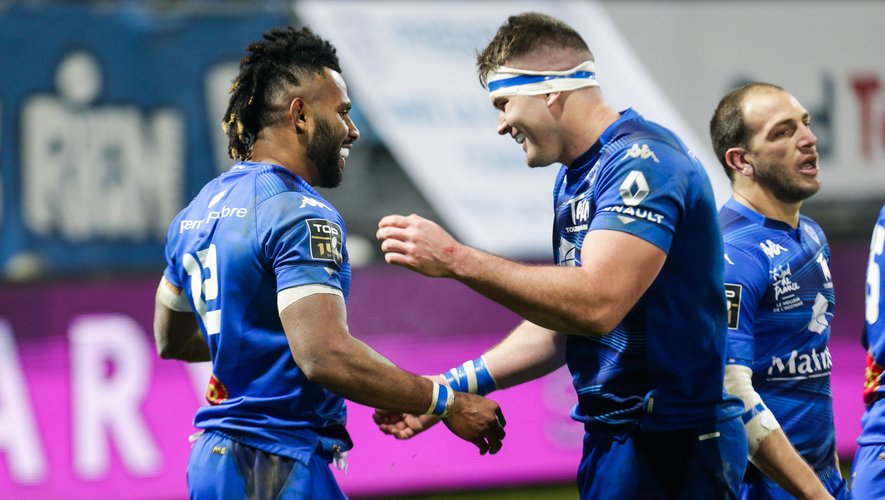 Vilimoni BOTITU and Ryno PIETERSE of Castres Olympique during the Top 14 match between Castres and Agen on January 9, 2021 in Castres, France. (Photo by Laurent Frezouls/Icon Sport) - Stade Pierre Fabre - Castres (France)