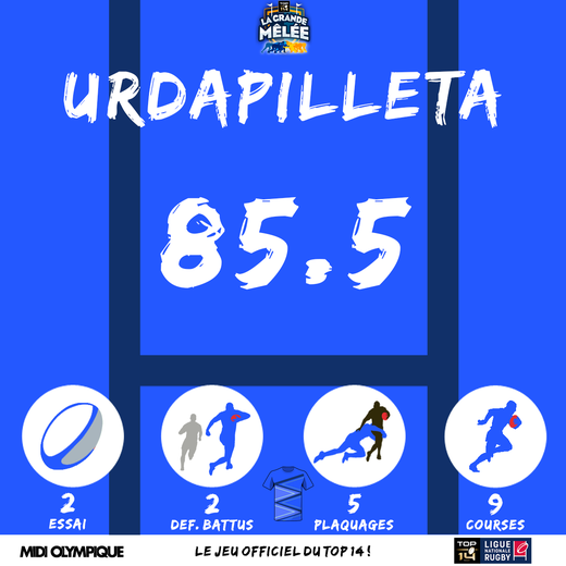 85,5 points La Grande Mêlée pour Benjamin Urdapilleta face à Montpellier