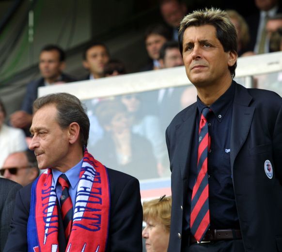 Le président du Stade français Max Guazzini et Bertrand Delanoë, Maire de Paris