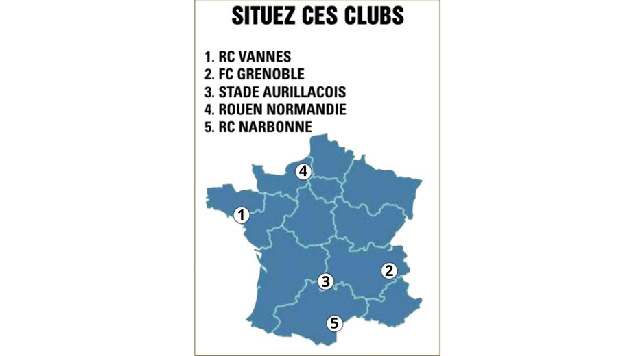 La carte niveau école de rugby