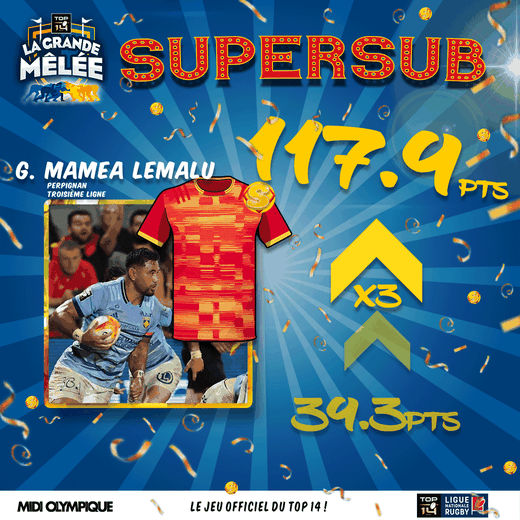 Même s'il s'est incliné avec Perpignan à domicile face à la Section paloise, Genesis Mamea Lemalu est le Supersub de la cinquième journée