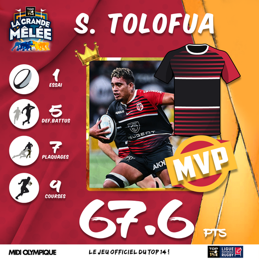 La Grande Mêlée Le MVP de la 10e journée : Selevasio Tolofua (Stade toulousain), puissance et technique