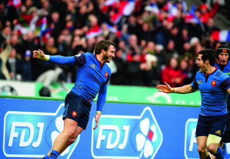 Maxime Médard et Maxime Machenaud (France) en 2016, lors du Tournoi des 6 Nations face à l'Irlande (10-9).