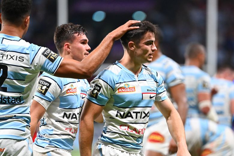 Nolann Le Garrec avec le Racing 92 lors du match contre Toulon en juin 2022